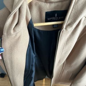 London Fog-Tan Peacoat with hood- Never Worn